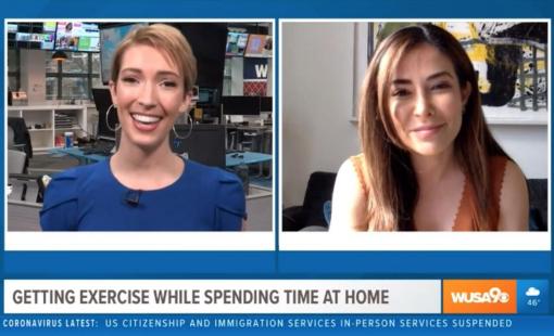 Binaca Jade interview with Ellen Bryan on WUSA9 on how to get exercise at home during Coronavirus quarantine.